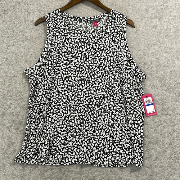 NEW Vince Camuto Womens XL Printed Split-Back Key Rich Black Small Floral Multi - Picture 2 of 10